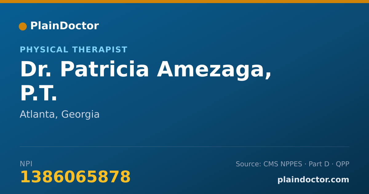 Shareable card for Patricia Amezaga, P.T. - Physical Therapist, Atlanta, GA