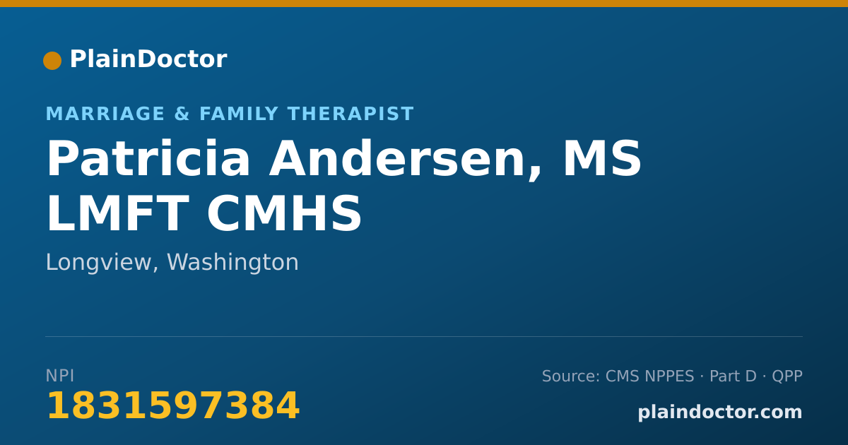 Shareable card for Patricia Andersen, MS LMFT CMHS - Marriage & Family Therapist, Longview, WA