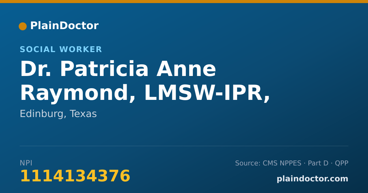 Shareable card for Patricia Anne Raymond, LMSW-IPR, M.ED. - Social Worker, Edinburg, TX