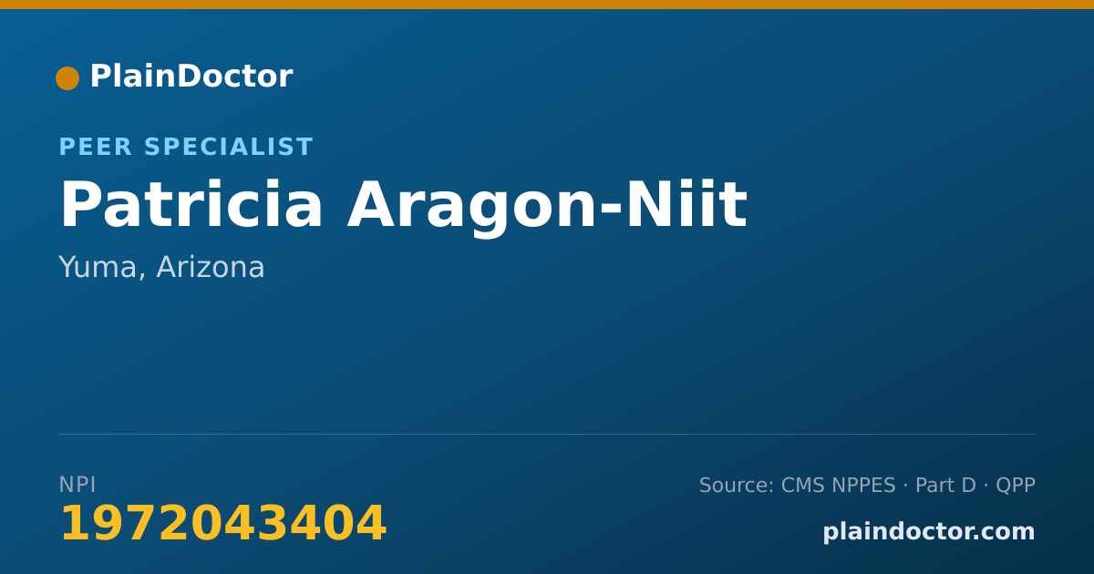 Shareable card for Patricia Aragon-Niit - Peer Specialist, Yuma, AZ