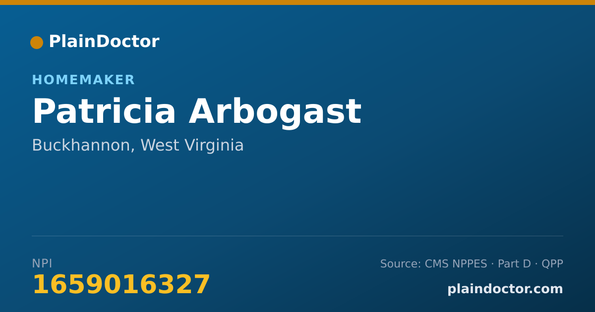 Shareable card for Patricia Arbogast - Homemaker, Buckhannon, WV