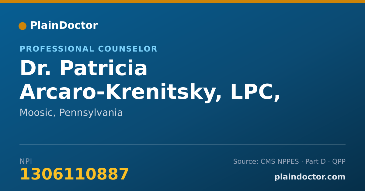 Shareable card for Patricia Arcaro-Krenitsky, LPC, NCC - Professional Counselor, Moosic, PA