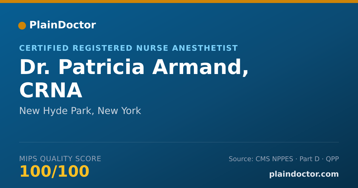 Shareable card for Patricia Armand, CRNA - Certified Registered Nurse Anesthetist, New Hyde Park, NY