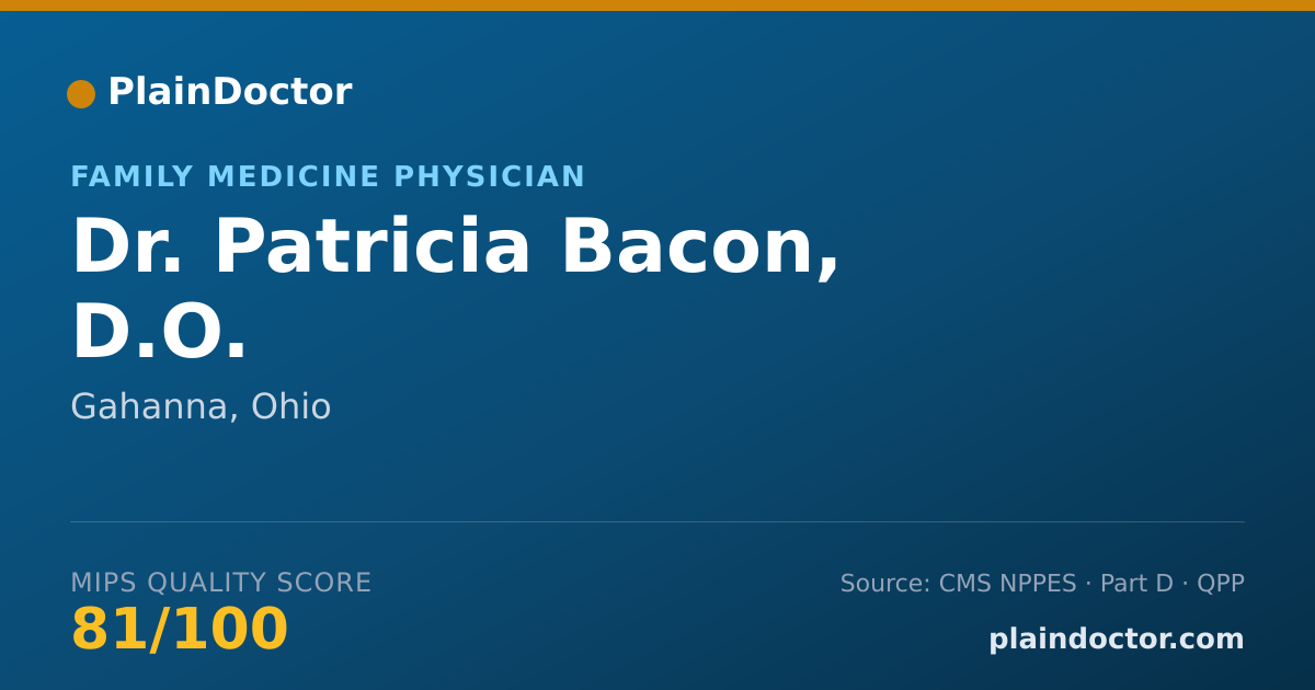 Shareable card for Patricia Bacon, D.O. - Family Medicine Physician, Gahanna, OH