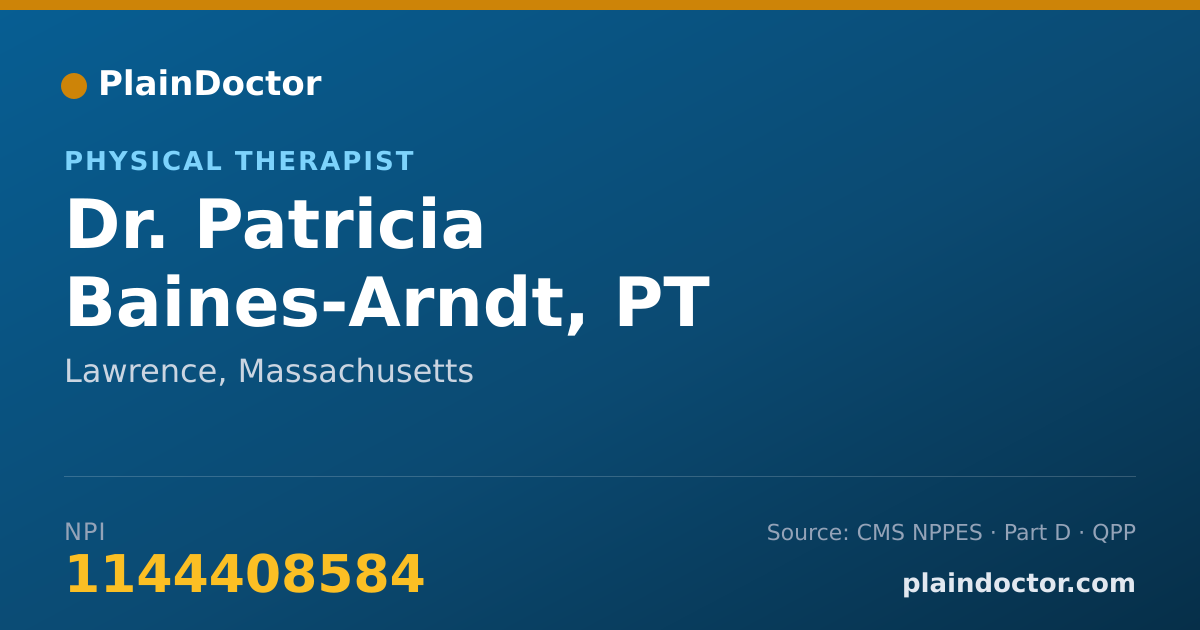 Shareable card for Patricia Baines-Arndt, PT - Physical Therapist, Lawrence, MA