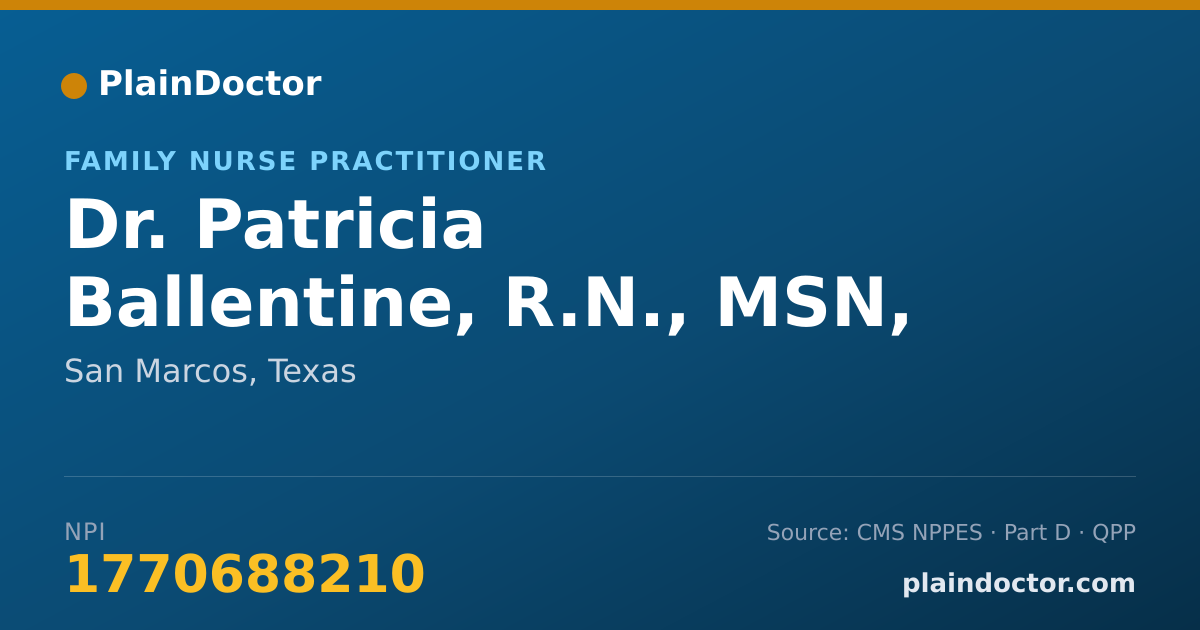 Shareable card for Patricia Ballentine, R.N., MSN, FNP-C - Family Nurse Practitioner, San Marcos, TX