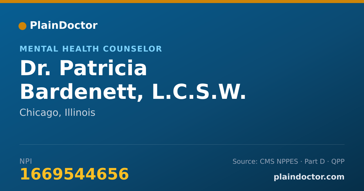 Shareable card for Patricia Bardenett, L.C.S.W. - Mental Health Counselor, Chicago, IL