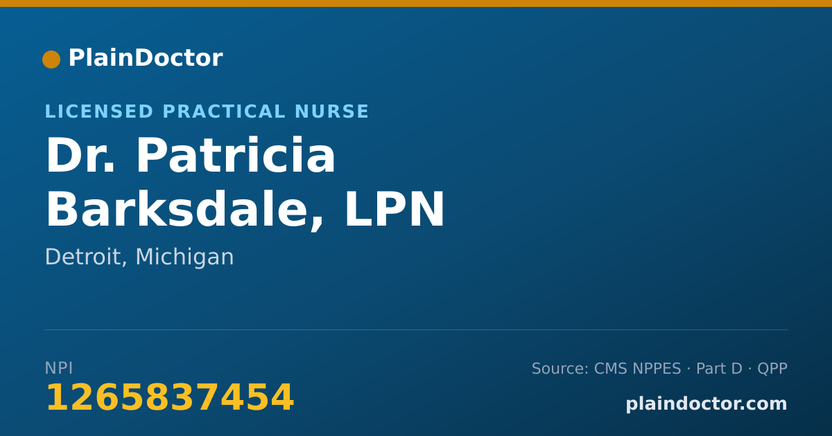 Shareable card for Patricia Barksdale, LPN - Licensed Practical Nurse, Detroit, MI