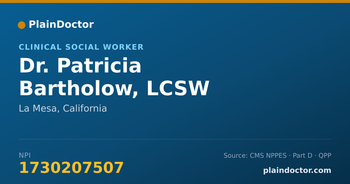 Shareable card for Patricia Bartholow, LCSW - Clinical Social Worker, La Mesa, CA