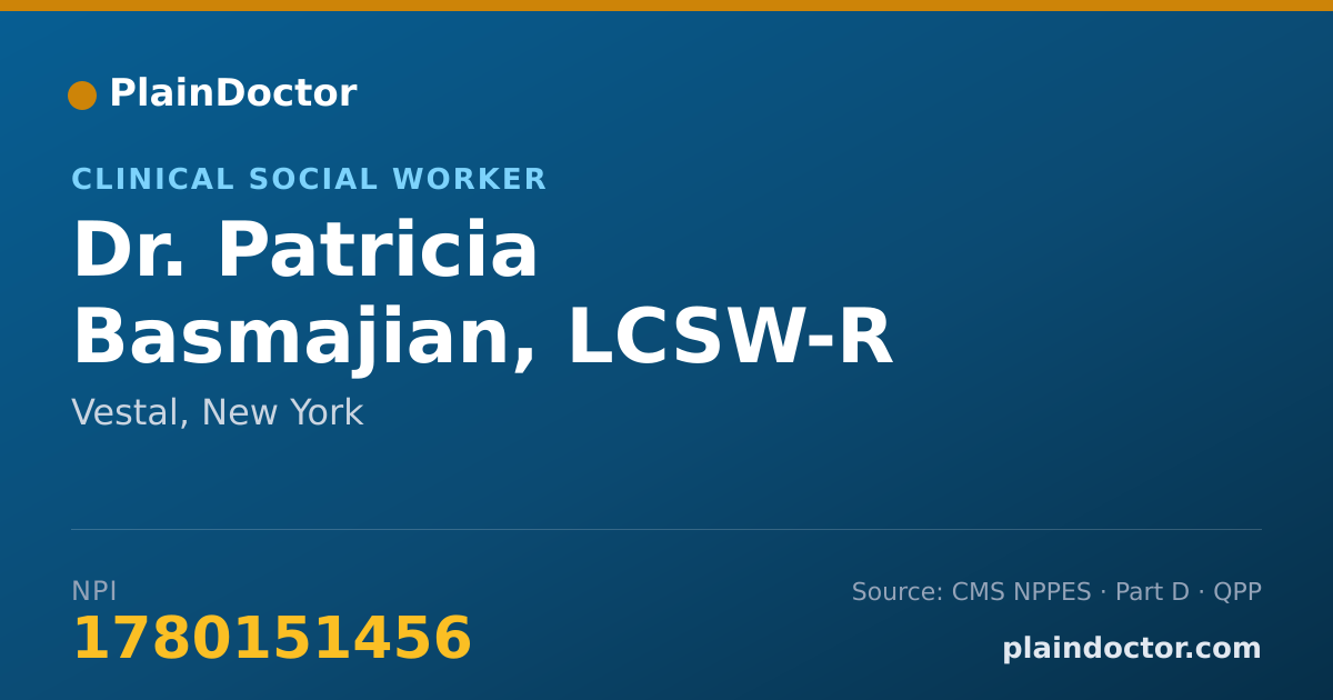 Shareable card for Patricia Basmajian, LCSW-R - Clinical Social Worker, Vestal, NY