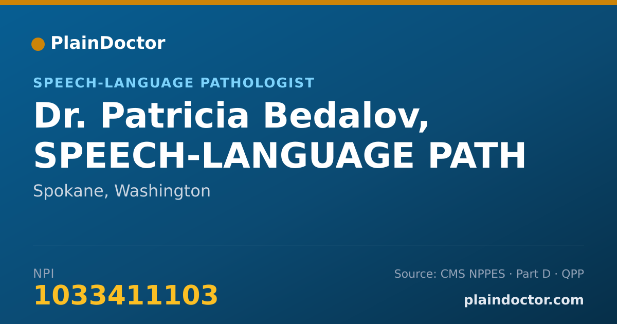 Shareable card for Patricia Bedalov, SPEECH-LANGUAGE PATH - Speech-Language Pathologist, Spokane, WA