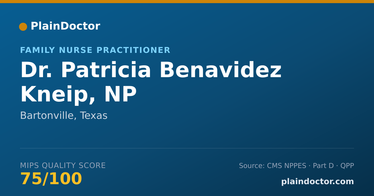 Shareable card for Patricia Benavidez Kneip, NP - Family Nurse Practitioner, Bartonville, TX