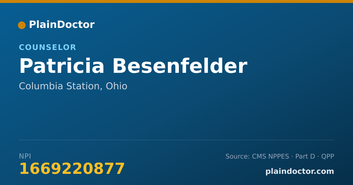 Shareable card for Patricia Besenfelder - Counselor, Columbia Station, OH