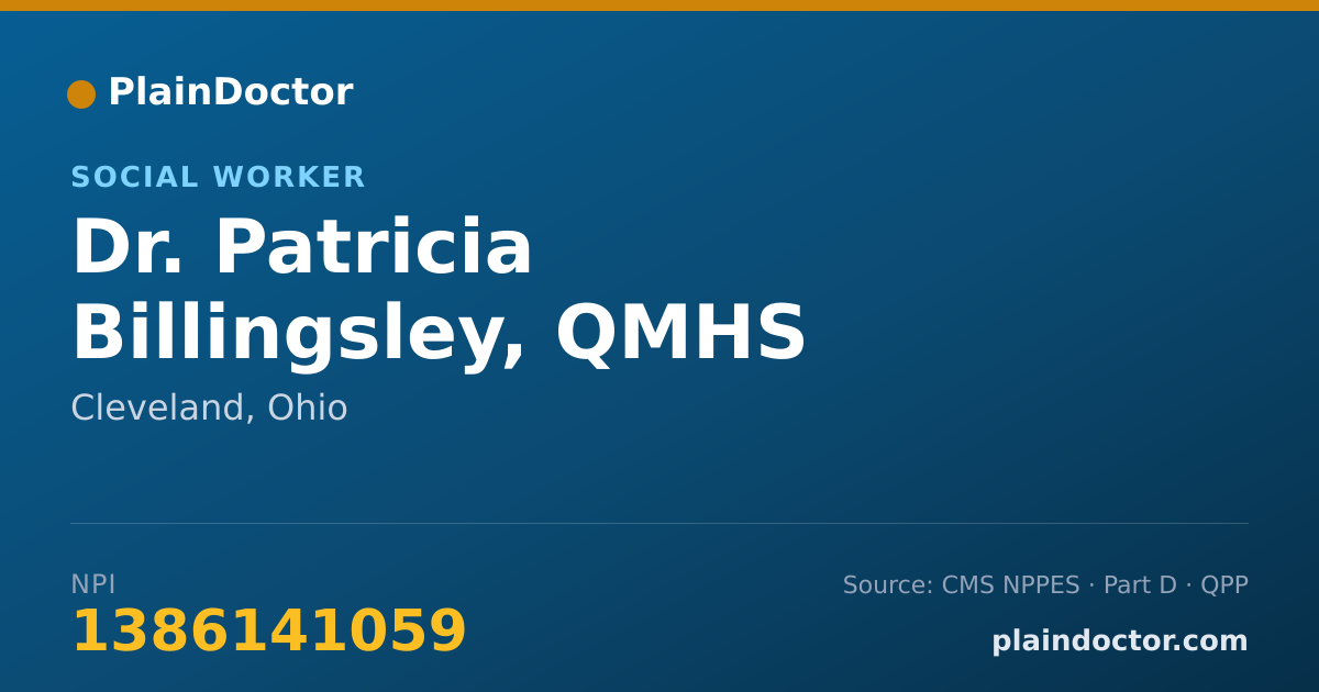 Shareable card for Patricia Billingsley, QMHS - Social Worker, Cleveland, OH
