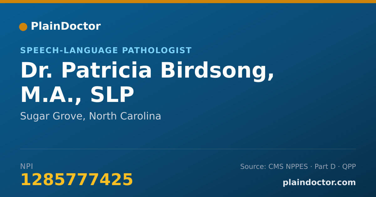 Shareable card for Patricia Birdsong, M.A., SLP - Speech-Language Pathologist, Sugar Grove, NC