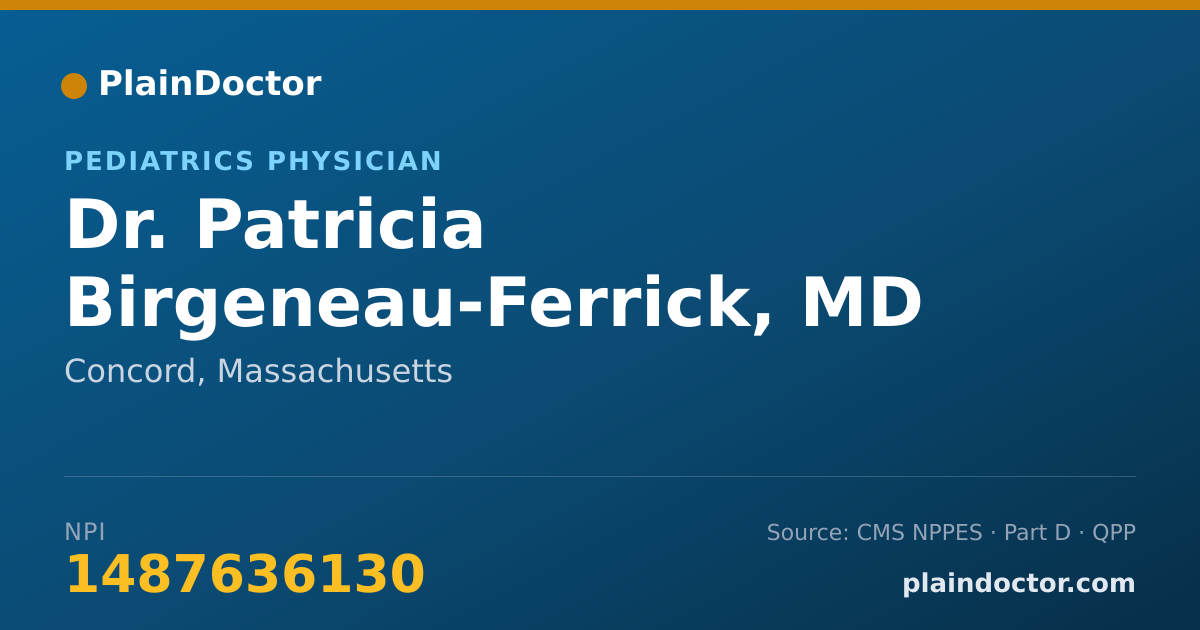 Shareable card for Patricia Birgeneau-Ferrick, MD - Pediatrics Physician, Concord, MA