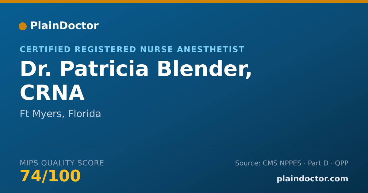 Shareable card for Patricia Blender, CRNA - Certified Registered Nurse Anesthetist, Ft Myers, FL