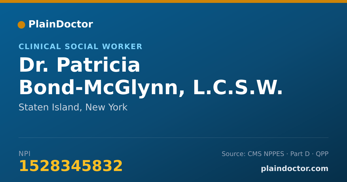 Shareable card for Patricia Bond-McGlynn, L.C.S.W. - Clinical Social Worker, Staten Island, NY