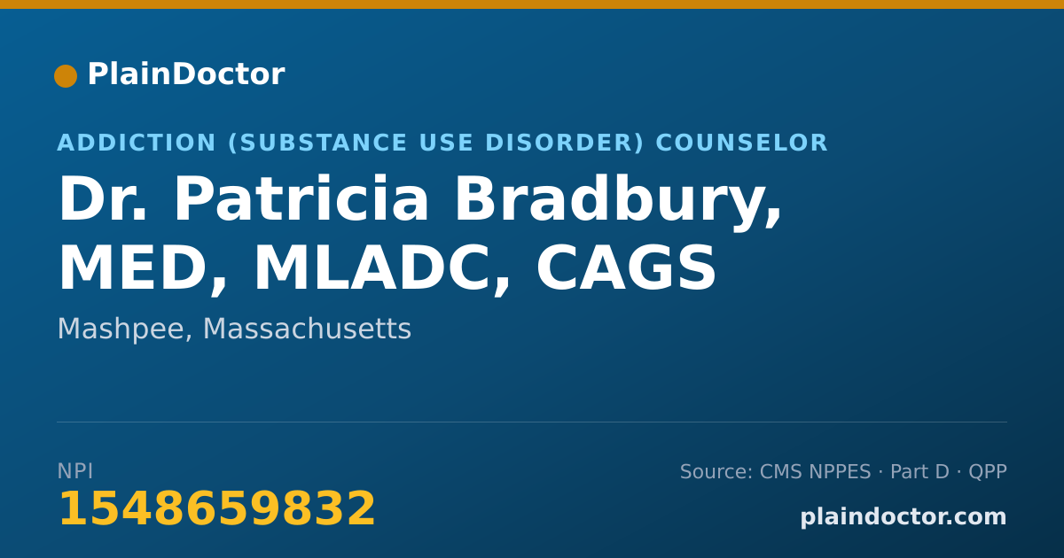 Shareable card for Patricia Bradbury, MED, MLADC, CAGS - Addiction (Substance Use Disorder) Counselor, Mashpee, MA