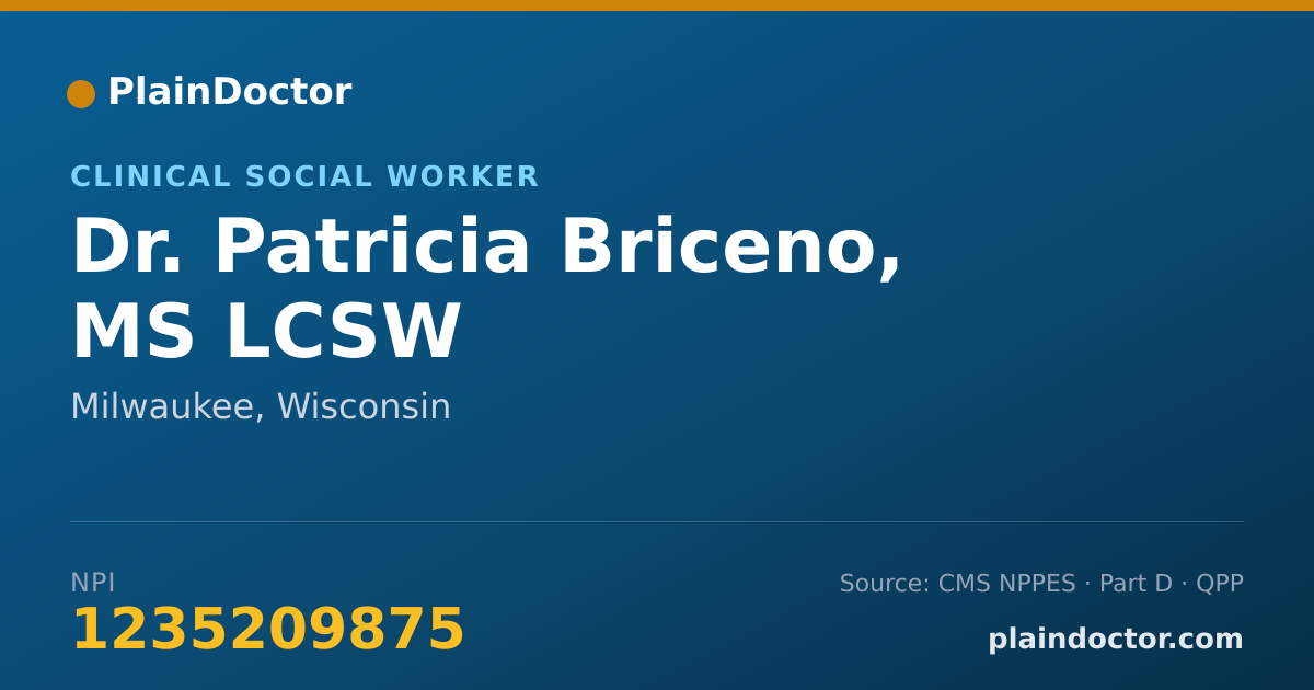 Shareable card for Patricia Briceno, MS LCSW - Clinical Social Worker, Milwaukee, WI