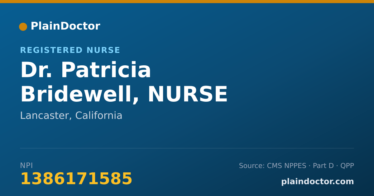 Shareable card for Patricia Bridewell, NURSE PRACTITIONER - Registered Nurse, Lancaster, CA