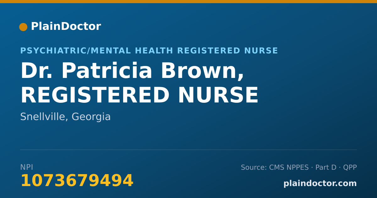 Shareable card for Patricia Brown, REGISTERED NURSE - Psychiatric/Mental Health Registered Nurse, Snellville, GA