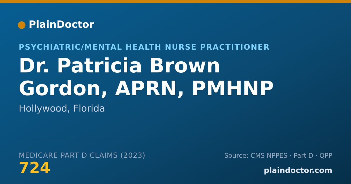 Shareable card for Patricia Brown Gordon, APRN, PMHNP - Psychiatric/Mental Health Nurse Practitioner, Hollywood, FL