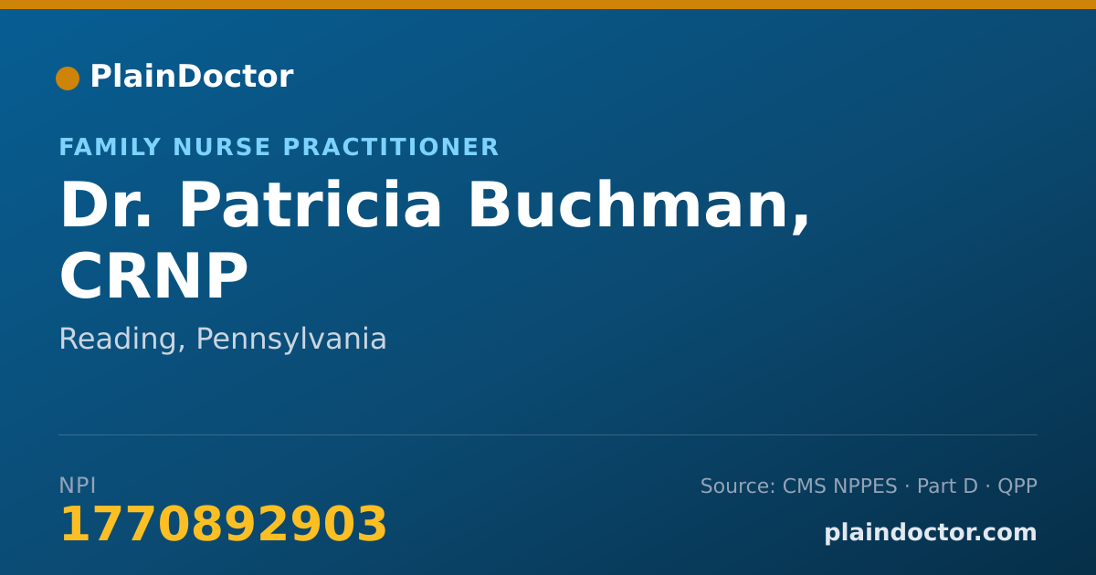 Shareable card for Patricia Buchman, CRNP - Family Nurse Practitioner, Reading, PA