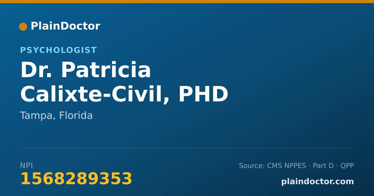 Shareable card for Patricia Calixte-Civil, PHD - Psychologist, Tampa, FL