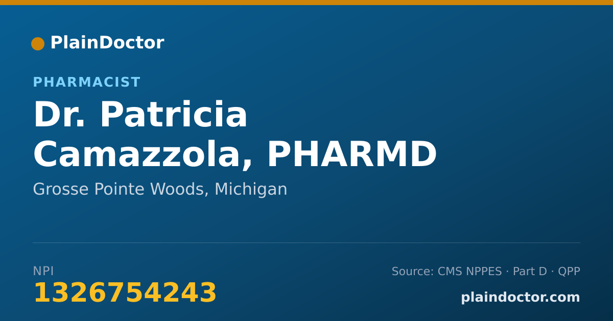 Shareable card for Patricia Camazzola, PHARMD - Pharmacist, Grosse Pointe Woods, MI