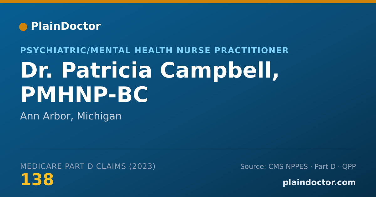 Shareable card for Patricia Campbell, PMHNP-BC - Psychiatric/Mental Health Nurse Practitioner, Ann Arbor, MI