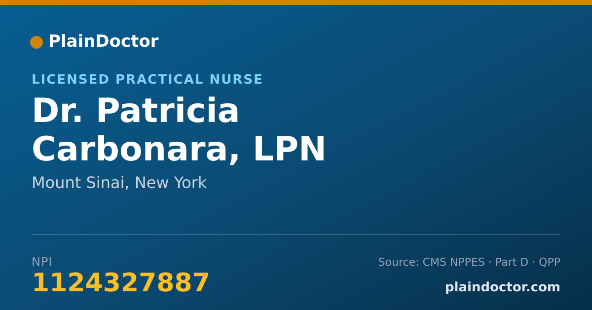 Shareable card for Patricia Carbonara, LPN - Licensed Practical Nurse, Mount Sinai, NY