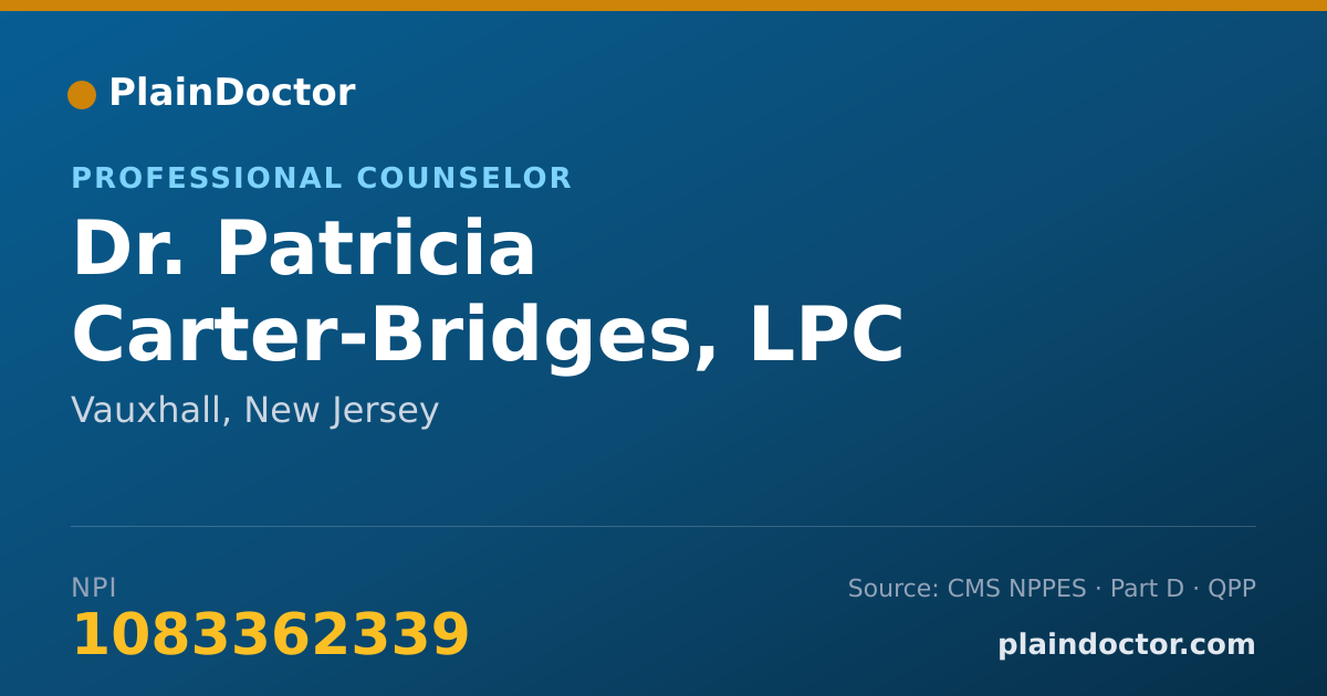 Shareable card for Patricia Carter-Bridges, LPC - Professional Counselor, Vauxhall, NJ