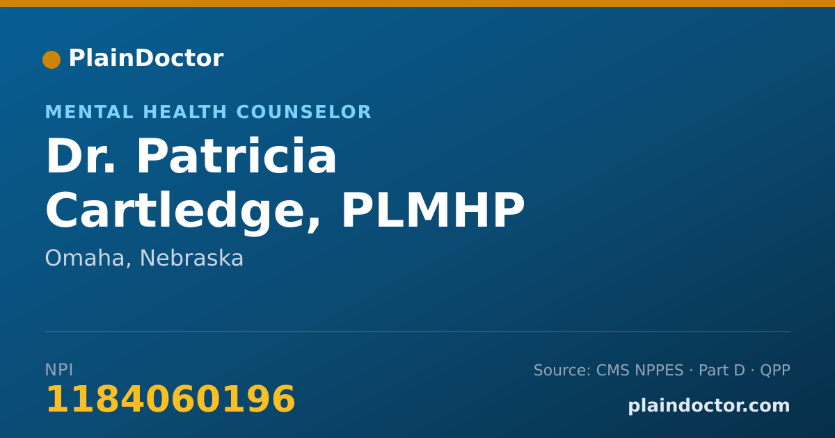 Shareable card for Patricia Cartledge, PLMHP - Mental Health Counselor, Omaha, NE