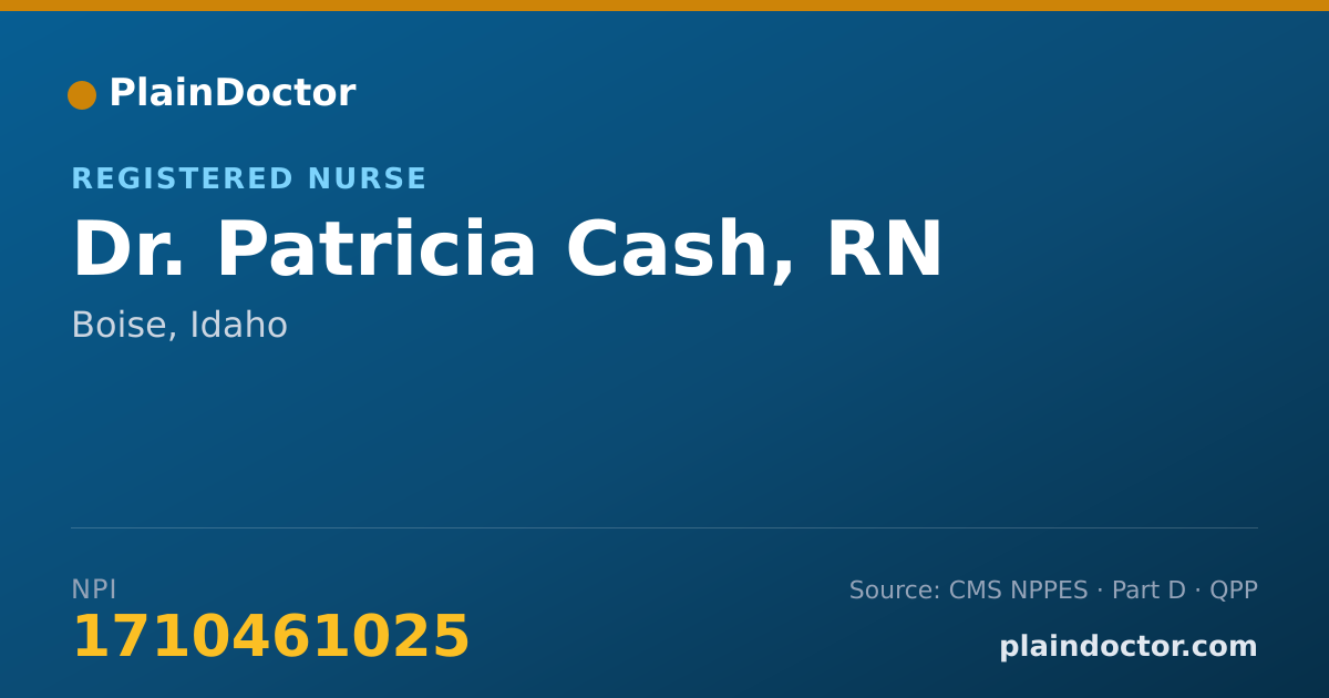 Shareable card for Patricia Cash, RN - Registered Nurse, Boise, ID