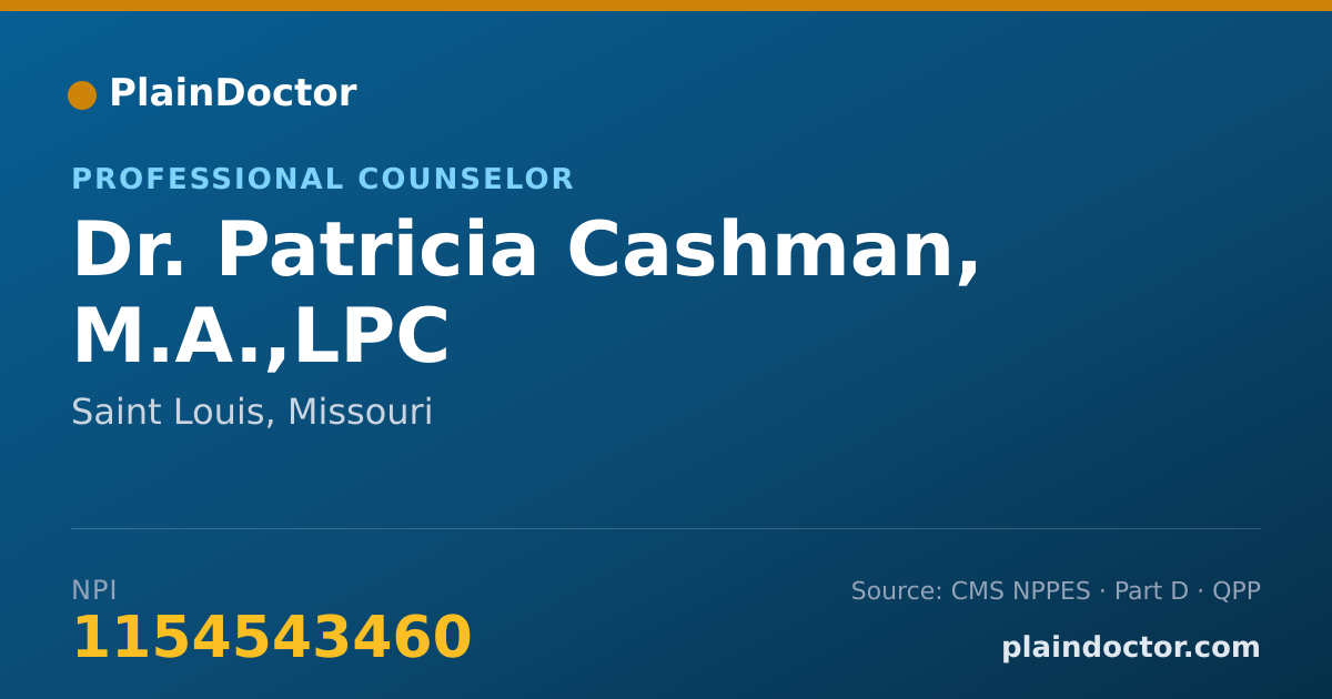 Shareable card for Patricia Cashman, M.A.,LPC - Professional Counselor, Saint Louis, MO
