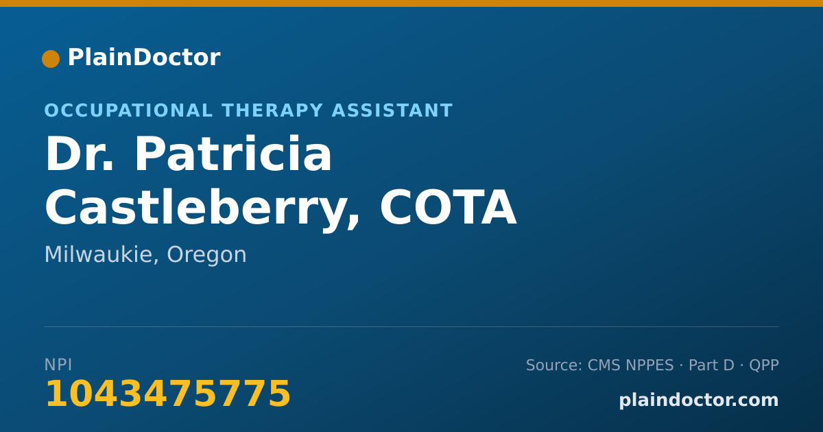 Shareable card for Patricia Castleberry, COTA - Occupational Therapy Assistant, Milwaukie, OR