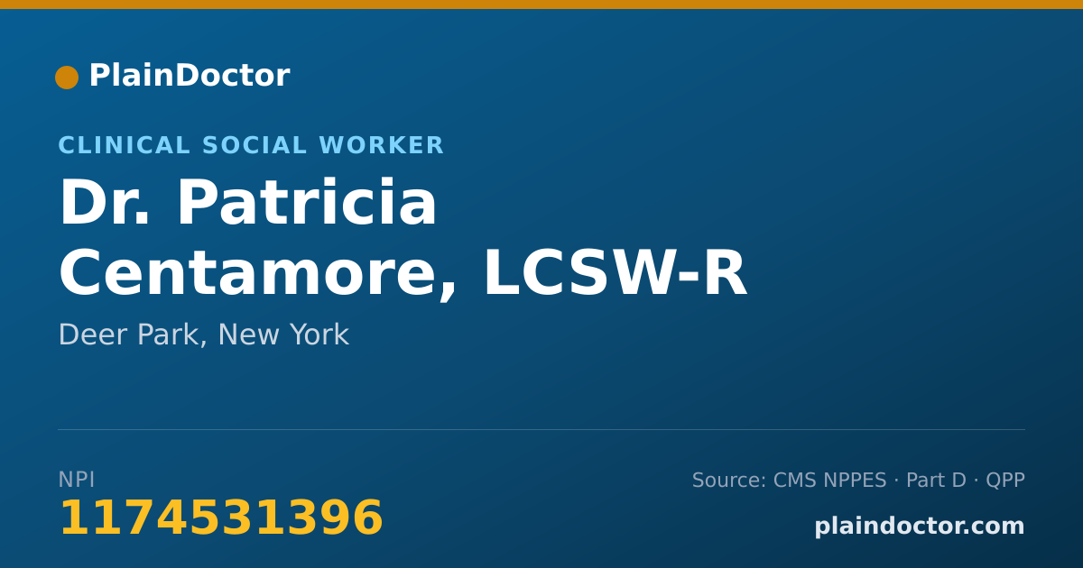 Shareable card for Patricia Centamore, LCSW-R - Clinical Social Worker, Deer Park, NY