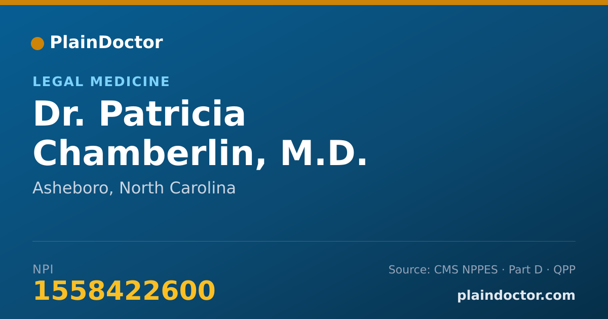 Shareable card for Patricia Chamberlin, M.D. - Legal Medicine, Asheboro, NC