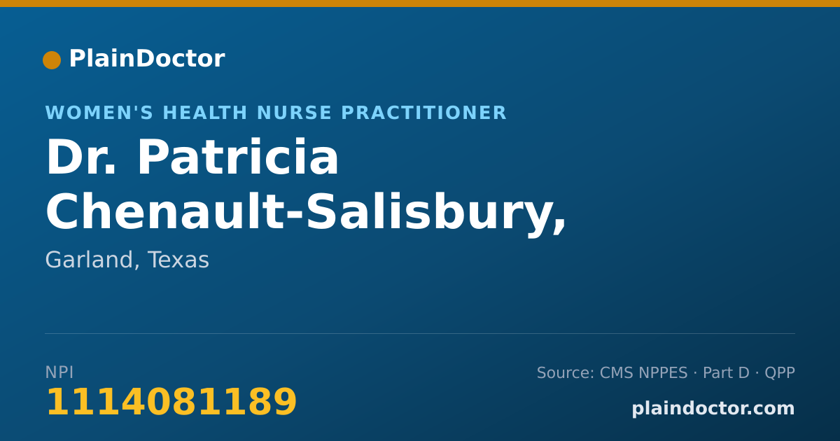 Shareable card for Patricia Chenault-Salisbury, WHCNP - Women's Health Nurse Practitioner, Garland, TX