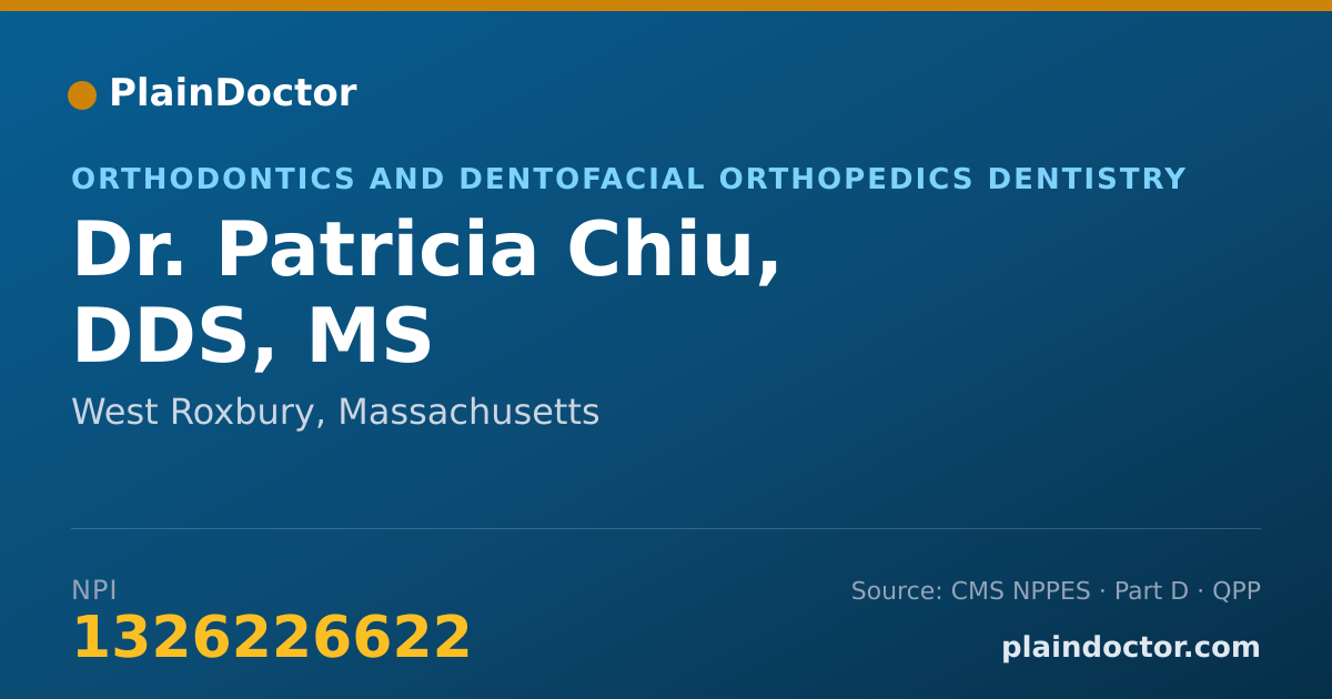 Shareable card for Patricia Chiu, DDS, MS - Orthodontics and Dentofacial Orthopedics Dentistry, West Roxbury, MA