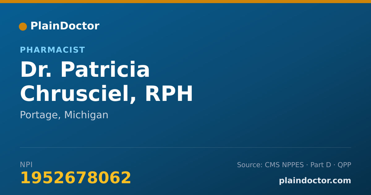 Shareable card for Patricia Chrusciel, RPH - Pharmacist, Portage, MI
