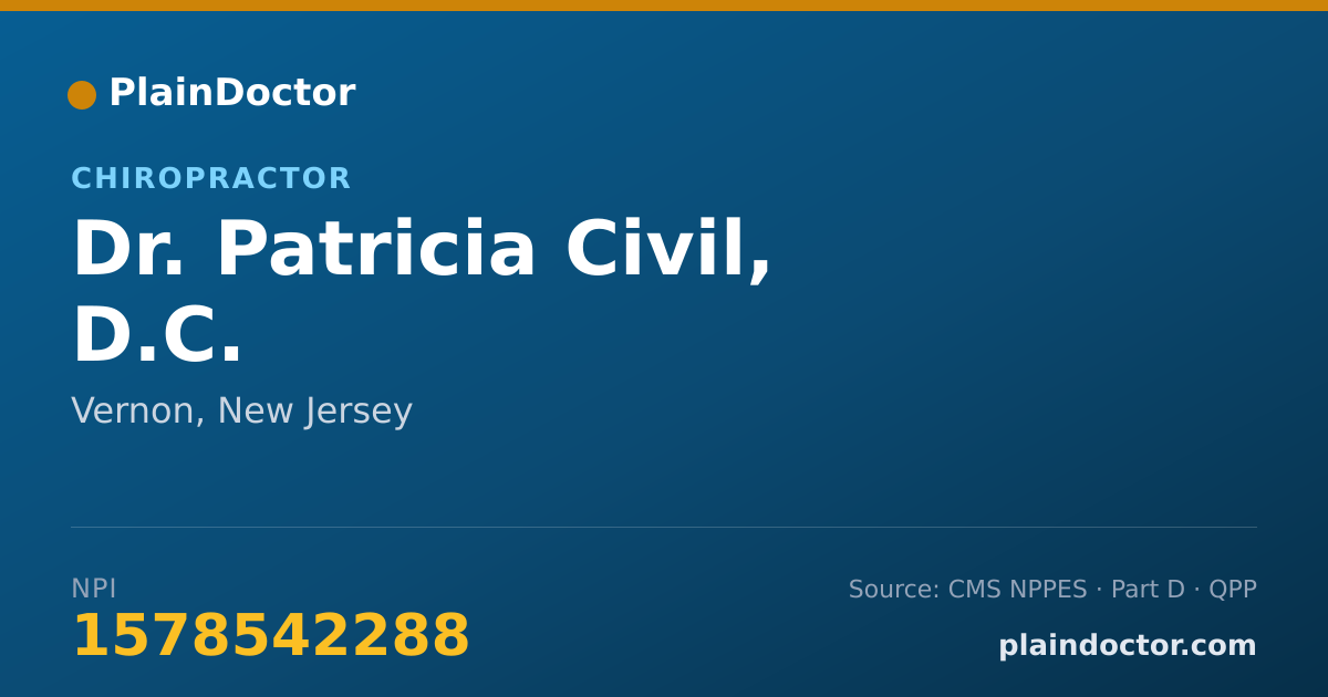 Shareable card for Patricia Civil, D.C. - Chiropractor, Vernon, NJ
