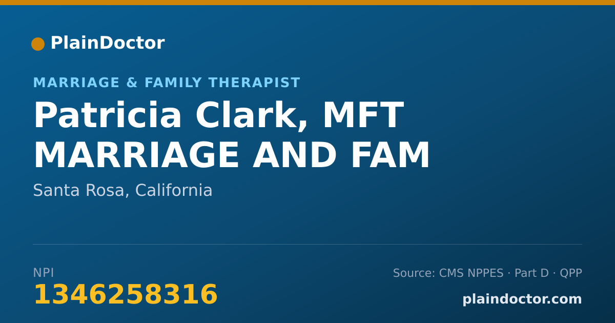 Shareable card for Patricia Clark, MFT MARRIAGE AND FAM - Marriage & Family Therapist, Santa Rosa, CA