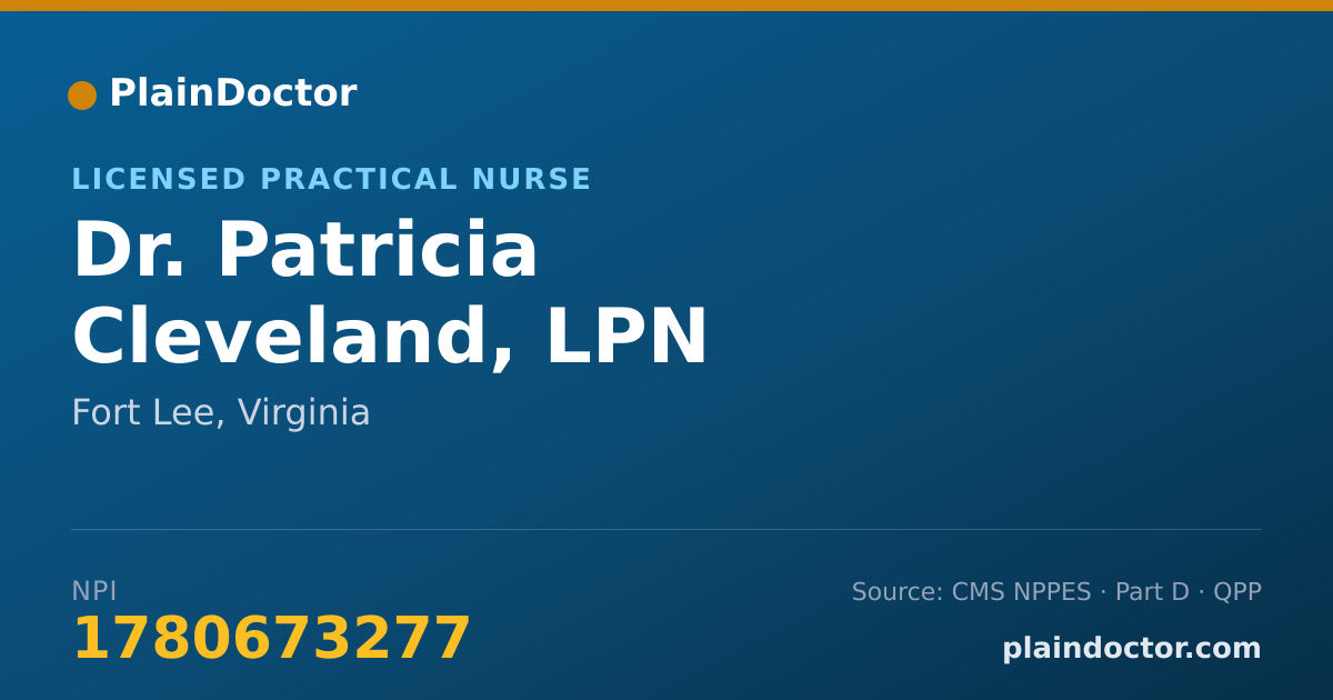 Shareable card for Patricia Cleveland, LPN - Licensed Practical Nurse, Fort Lee, VA