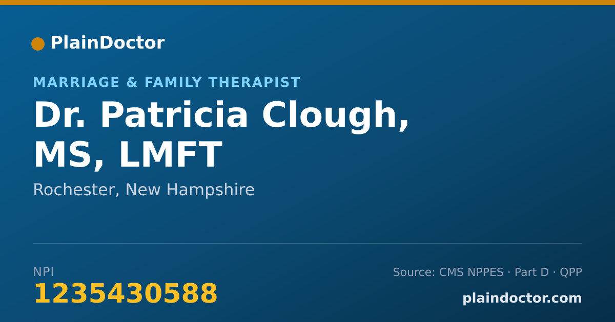 Shareable card for Patricia Clough, MS, LMFT - Marriage & Family Therapist, Rochester, NH