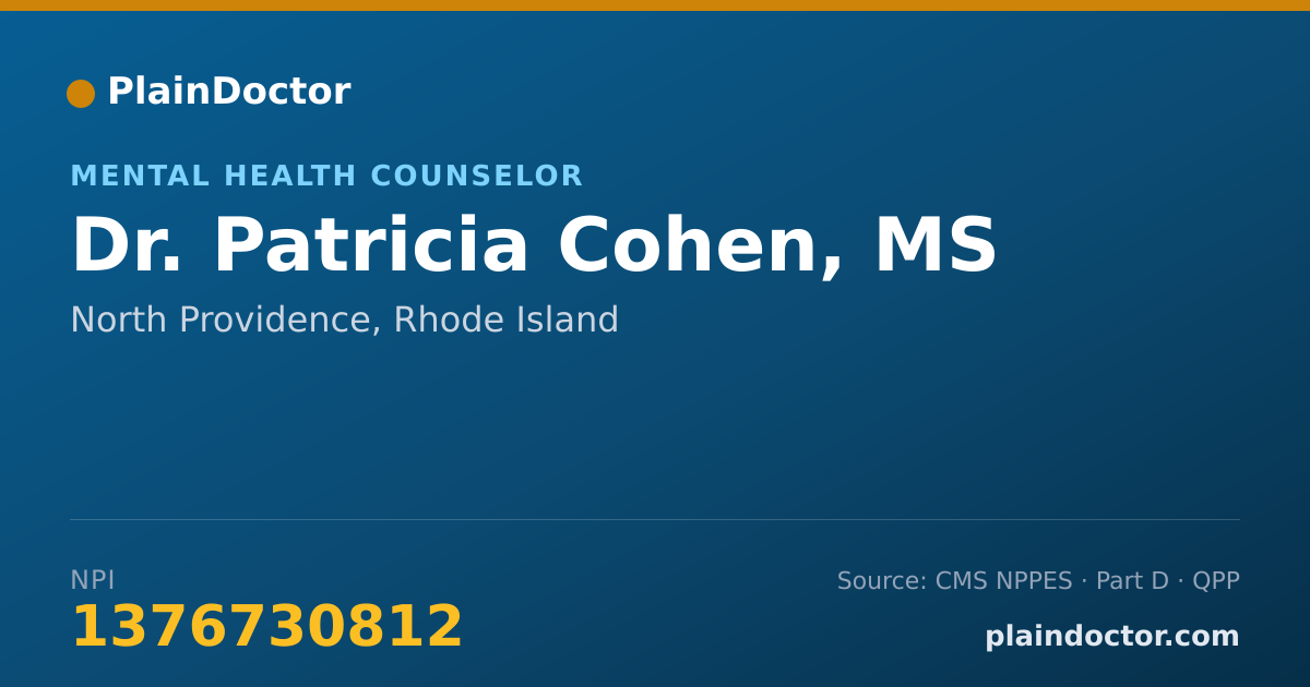 Shareable card for Patricia Cohen, MS - Mental Health Counselor, North Providence, RI