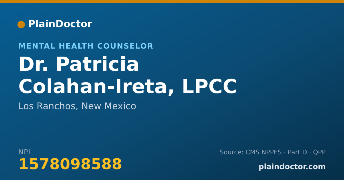 Shareable card for Patricia Colahan-Ireta, LPCC - Mental Health Counselor, Los Ranchos, NM