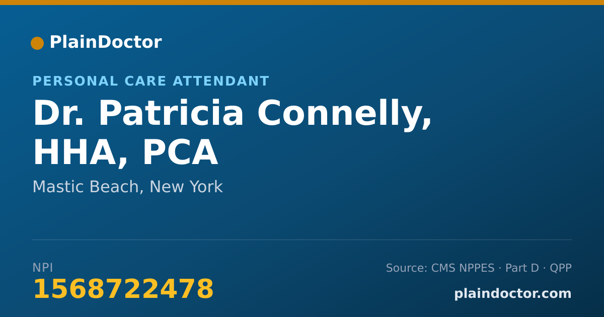 Shareable card for Patricia Connelly, HHA, PCA - Personal Care Attendant, Mastic Beach, NY