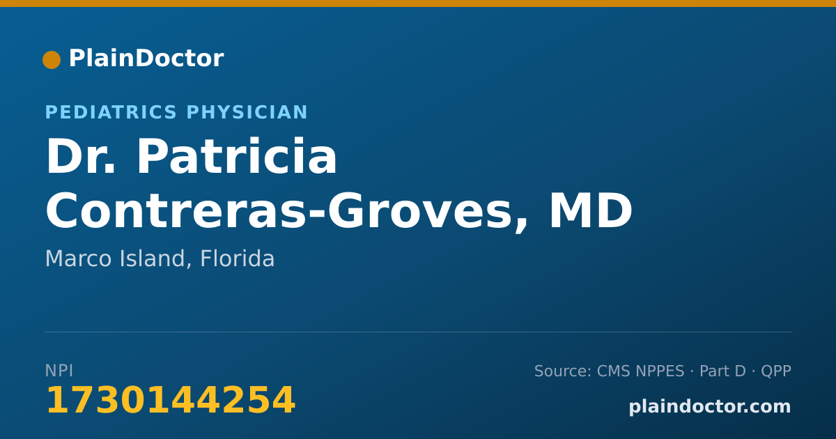 Shareable card for Patricia Contreras-Groves, MD - Pediatrics Physician, Marco Island, FL